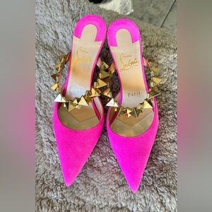 Christian Louboutin Planet Choc 80 suede mules